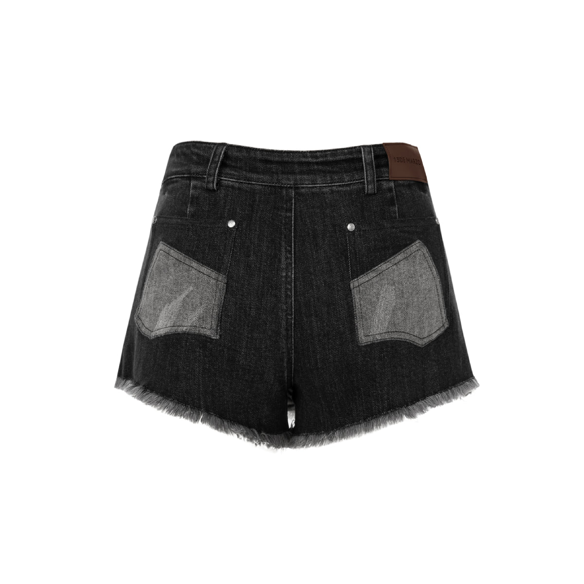 13DE MARZO Double Distressed Denim Shorts Black