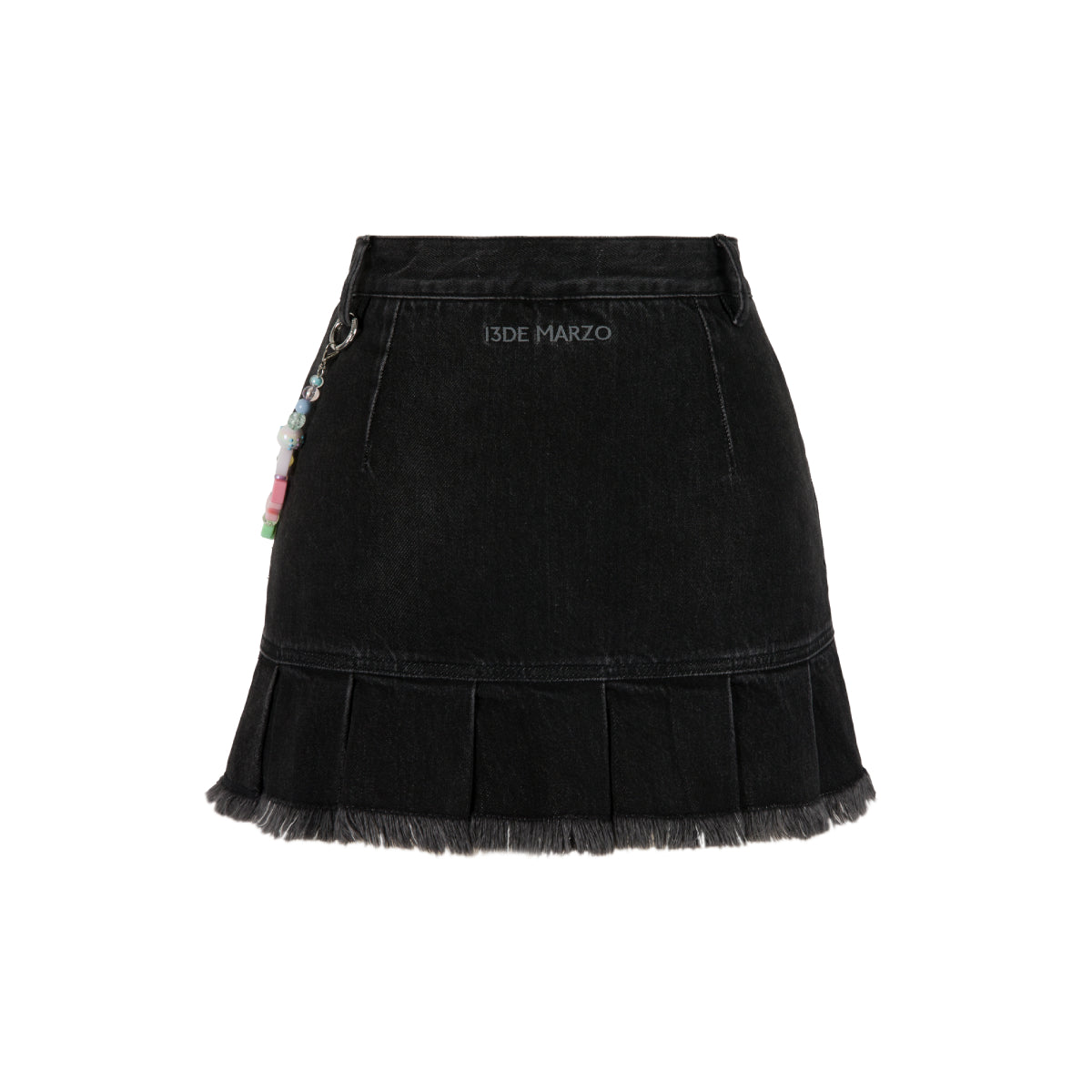 13DE MARZO Logo Bead Chain Denim Skirt Black