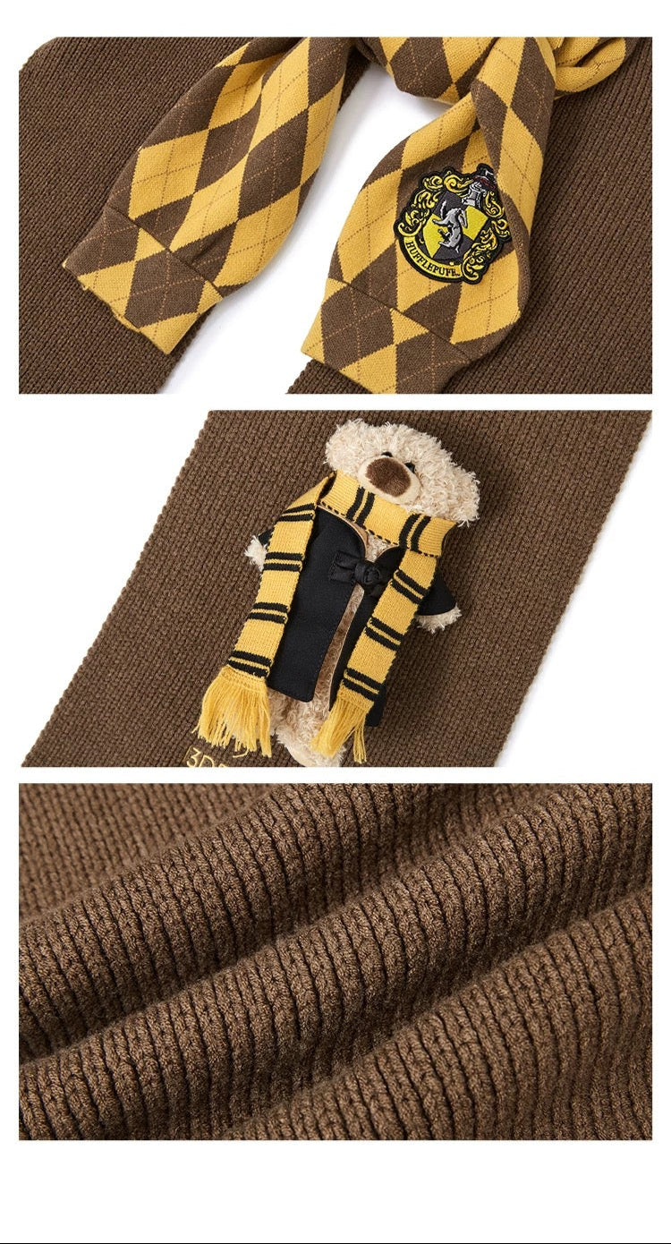 Harry Potter × 13DE MARZO Hogwarts Four Houses Bear Scarf Hufflepuff Yellow