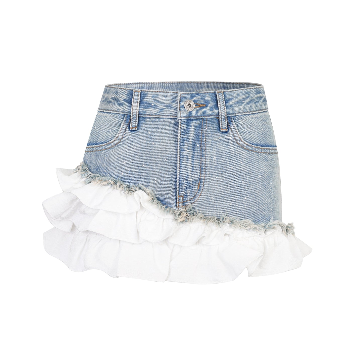 Ann Andelman Blue Denim Deconstructed Cake Skirt