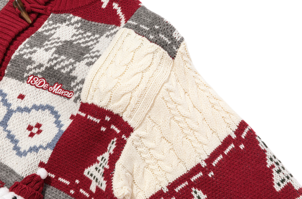 13DE MARZO Snowbear Christmas Cardigan Red