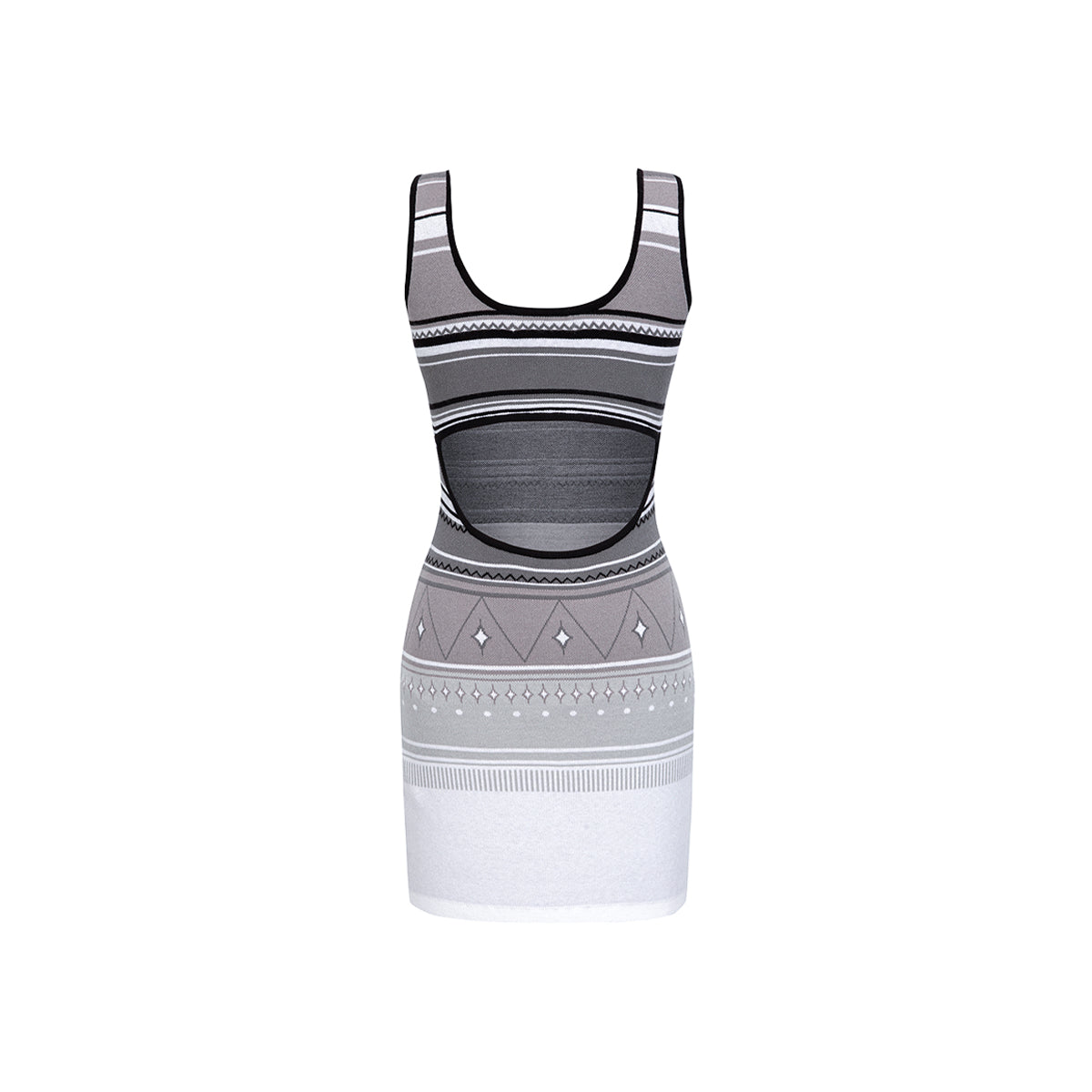 13DE MARZO Bohemian Striped Dress Black