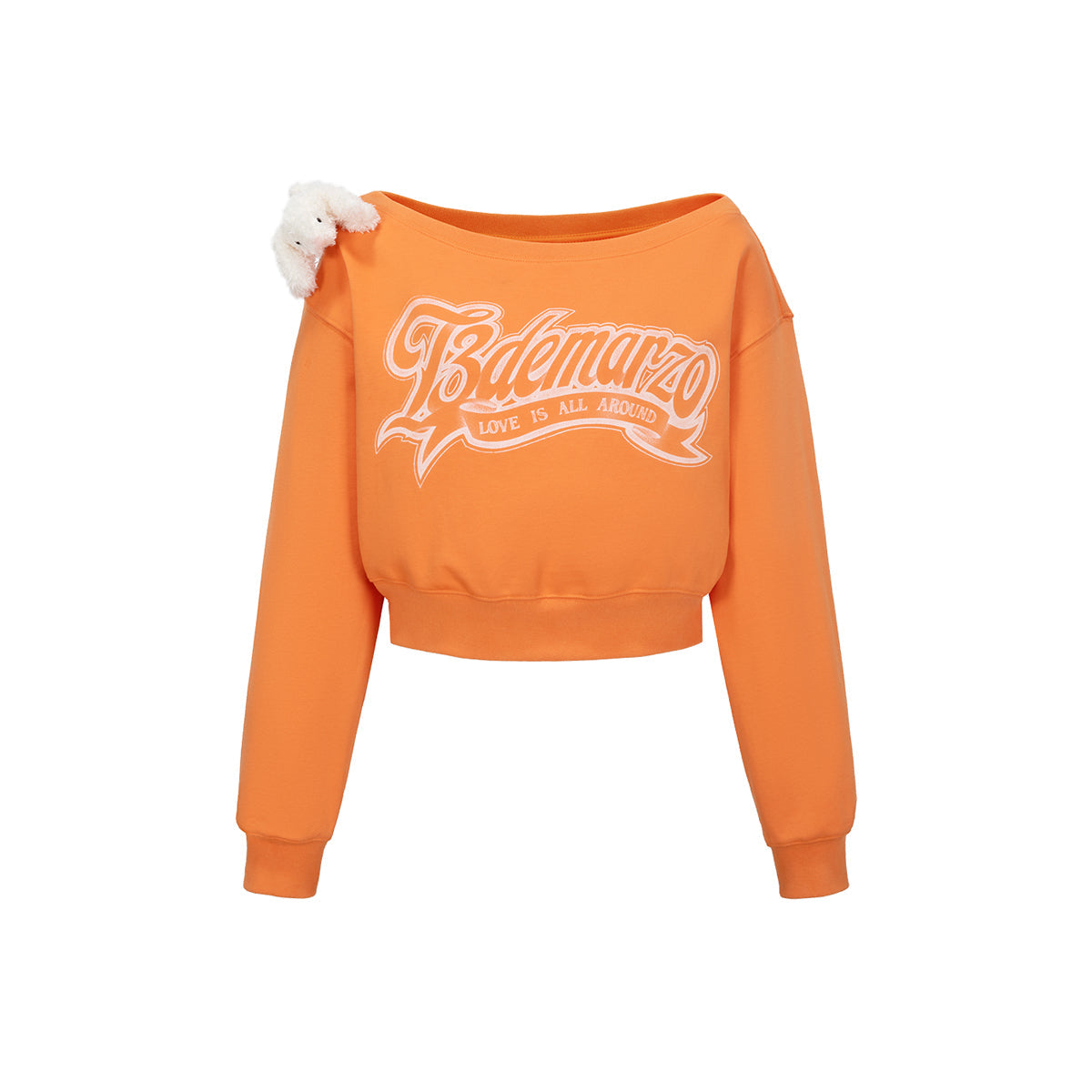 13DE MARZO Dooozoo Off-Shoulder Short Sweater Orange