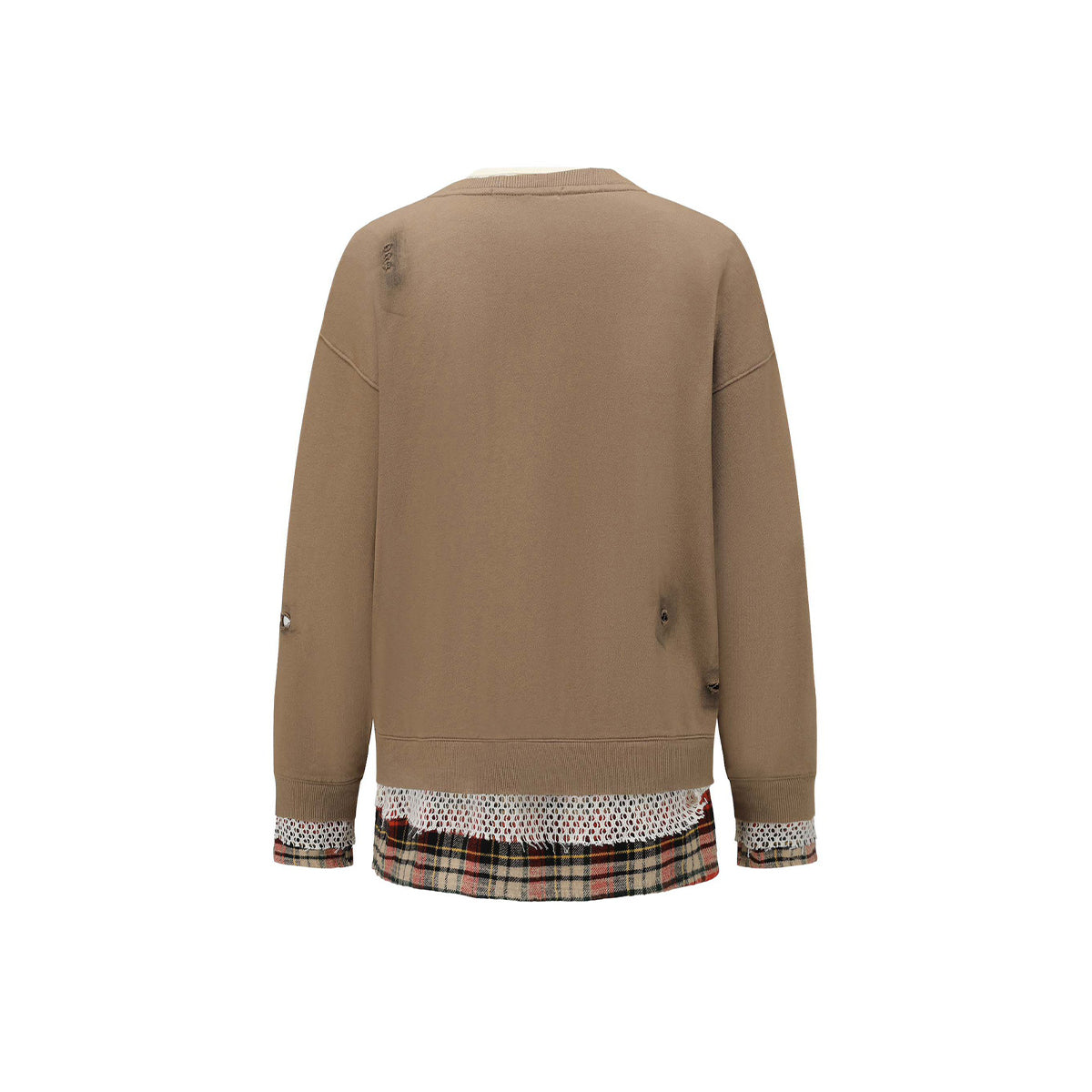 Alexia Sandra Three Rabbit Printed Fake-2-Piece Distressed Sweater Brown