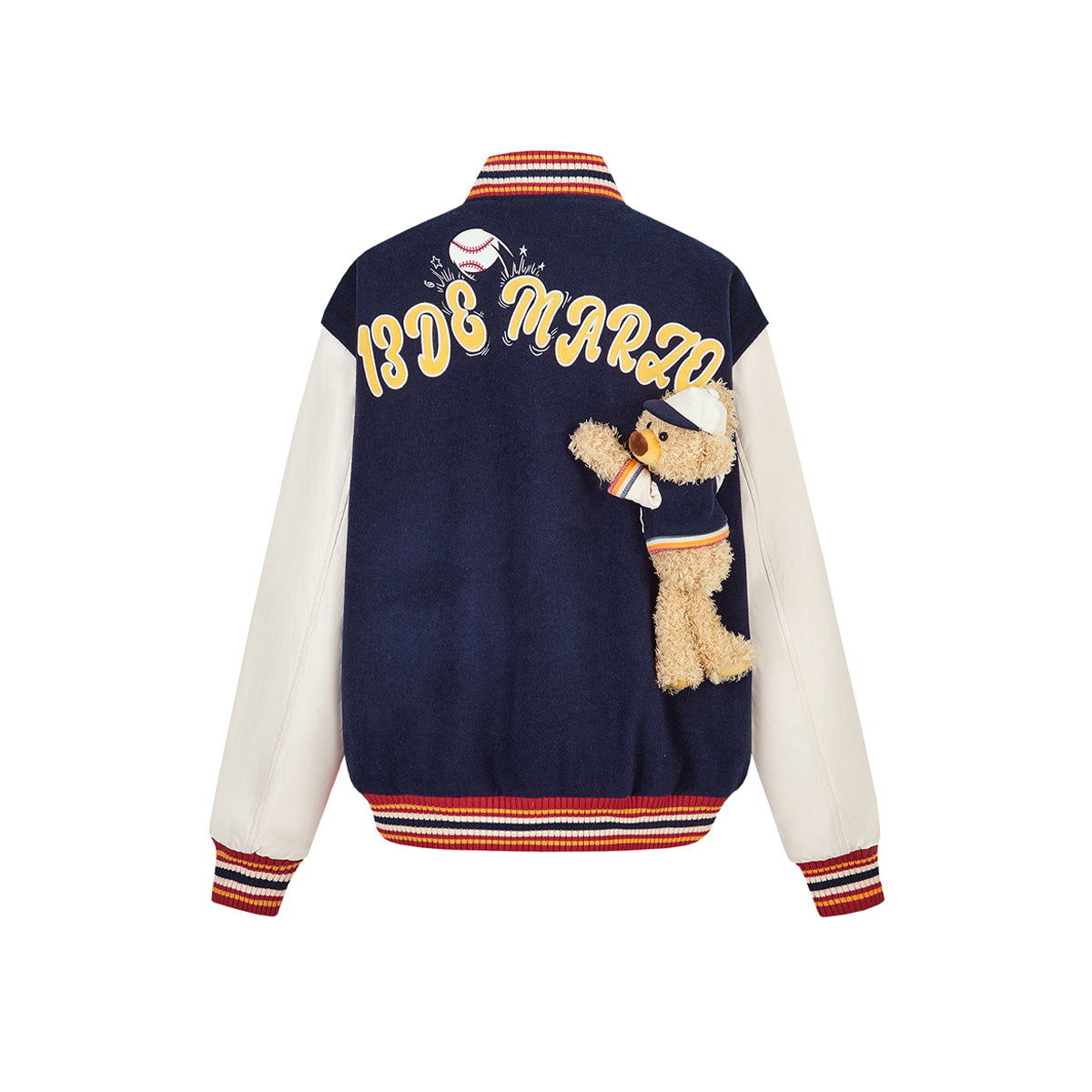13DE MARZO Bear Baseball League Jacket Navy Blue