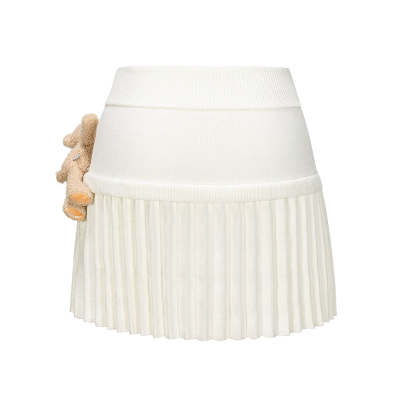 13DE MARZO Doozoo Knitted Pleated Skirt White