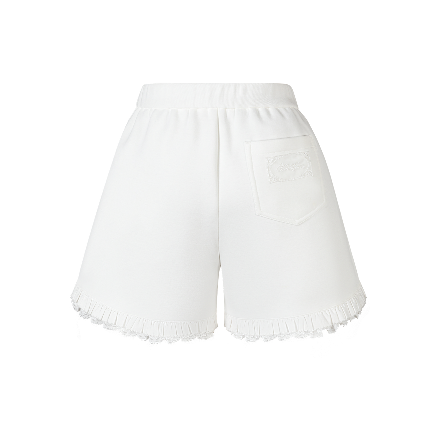 13DE MARZO Lace Trim Crop Sweatpants White