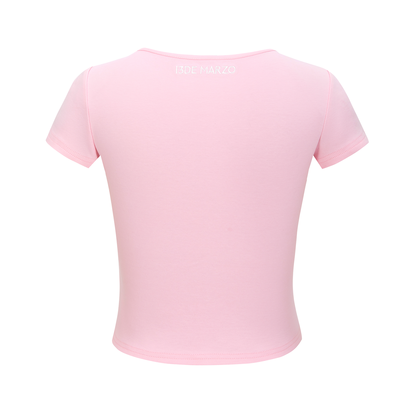 13DE MARZO Rhinestone Cropped Top Pink