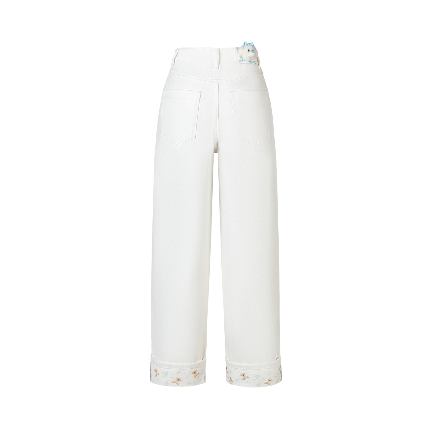 13DE MARZO Cuffed Wide-Leg Jeans Beige