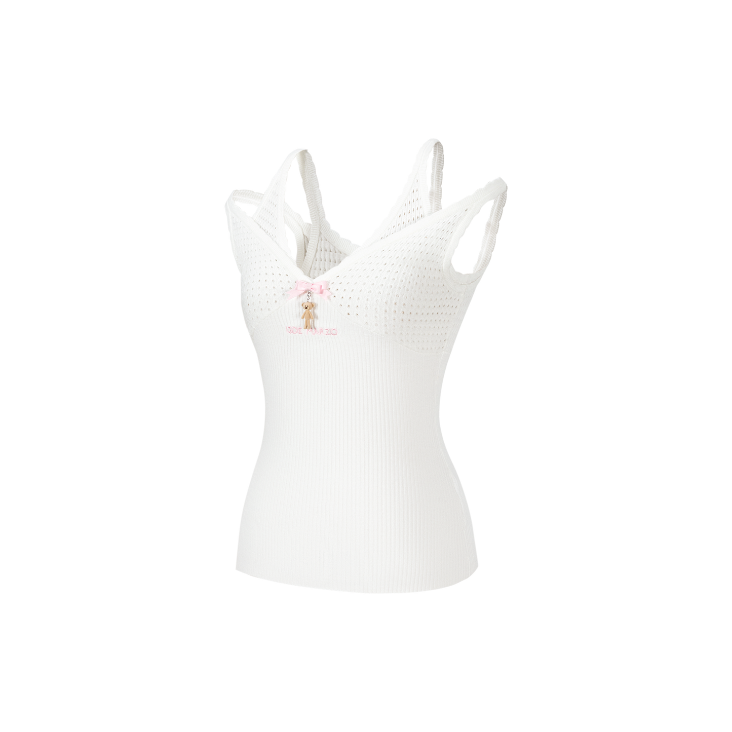 13DE MARZO Two-piece Style Lace-up Sleeveless Top White
