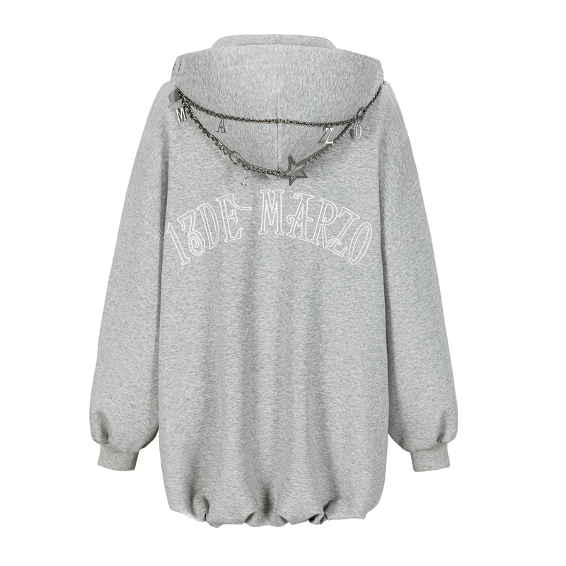 13DE MARZO Chains Hoodie Dress Grey