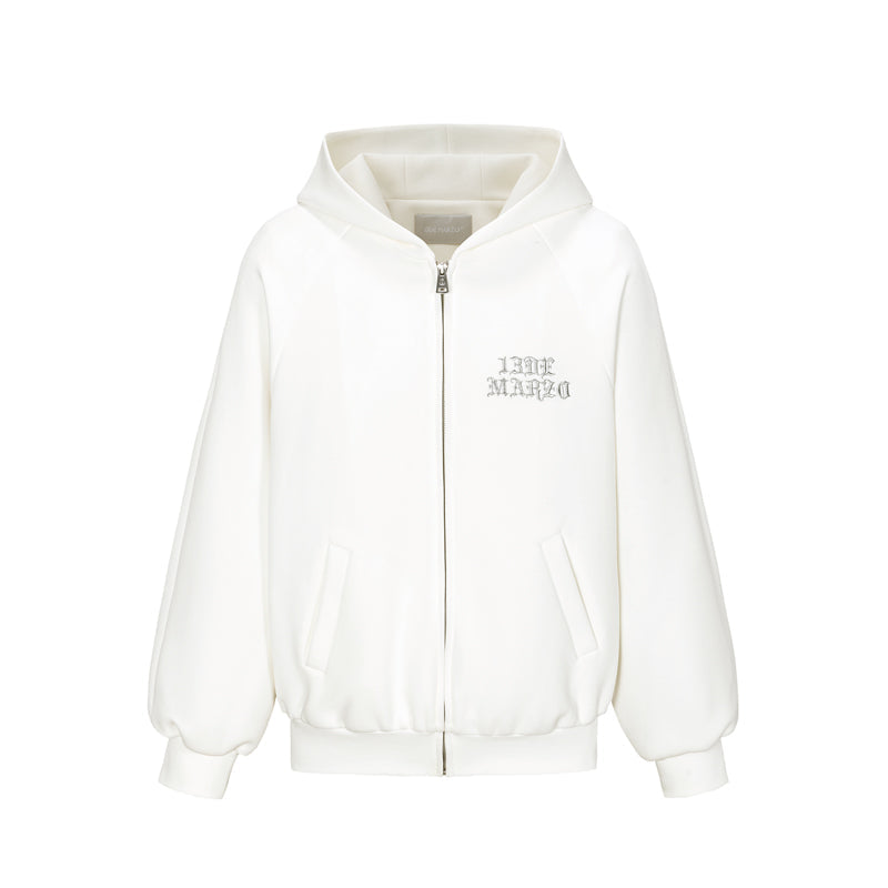 13DE MARZO Angel Devil Bear Zipped Hoodie White