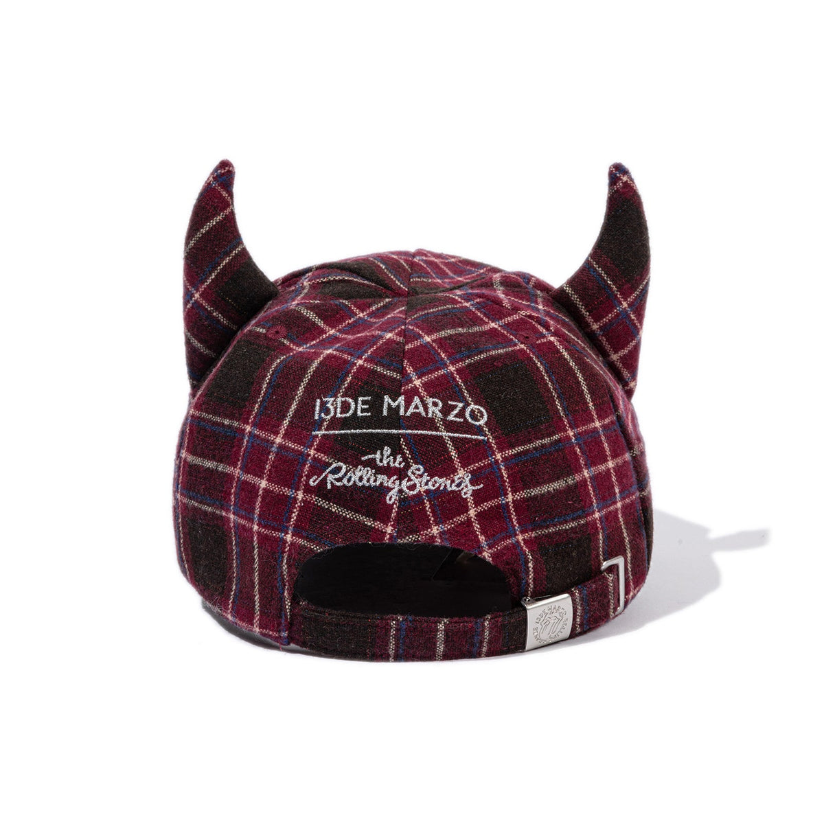 13DE MARZO Rolling Stones Devil Horn Plaid Cap Red