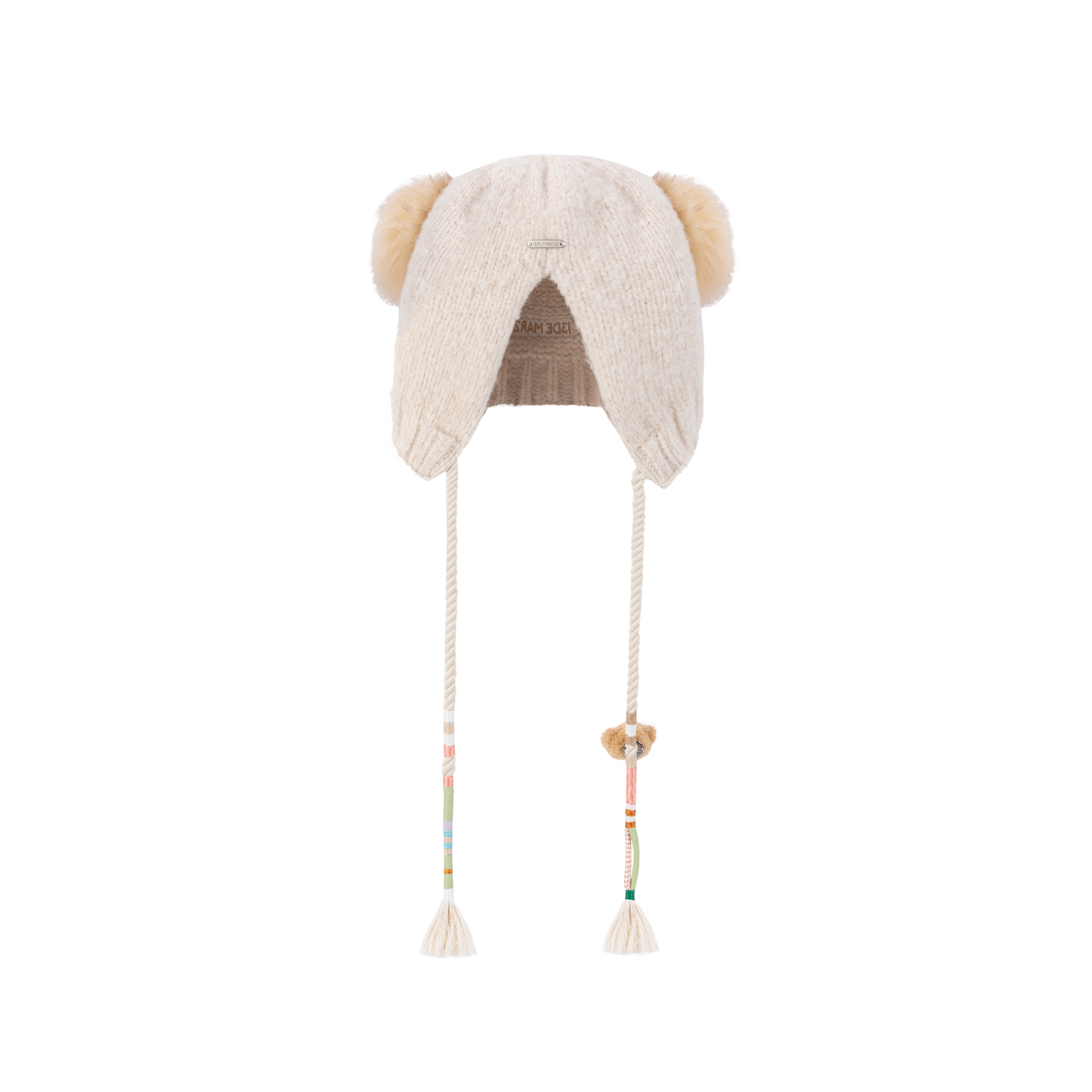 13DE MARZO Bear Ear Color Lace Beanie White