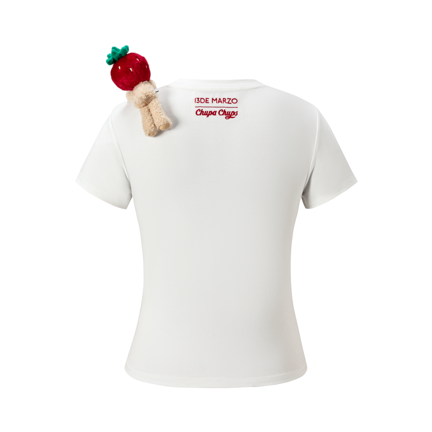 13DE MARZO Fruit Illustration Fitted T-shirt White