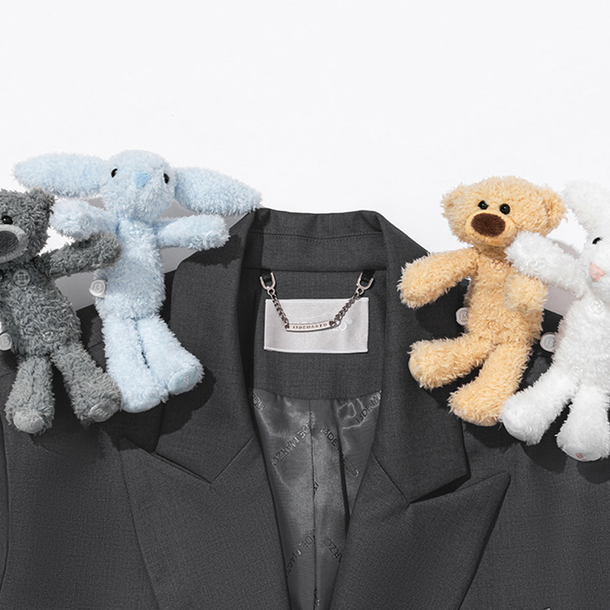 13DE MARZO Plush Bear Friends Suit Jacket Gray