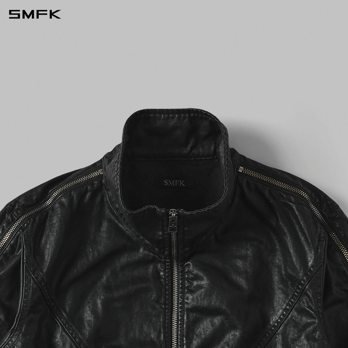SMFK Myth Aeolus Symmetry Cut Wax Cargo Jacket Wax Cotton Wax Black