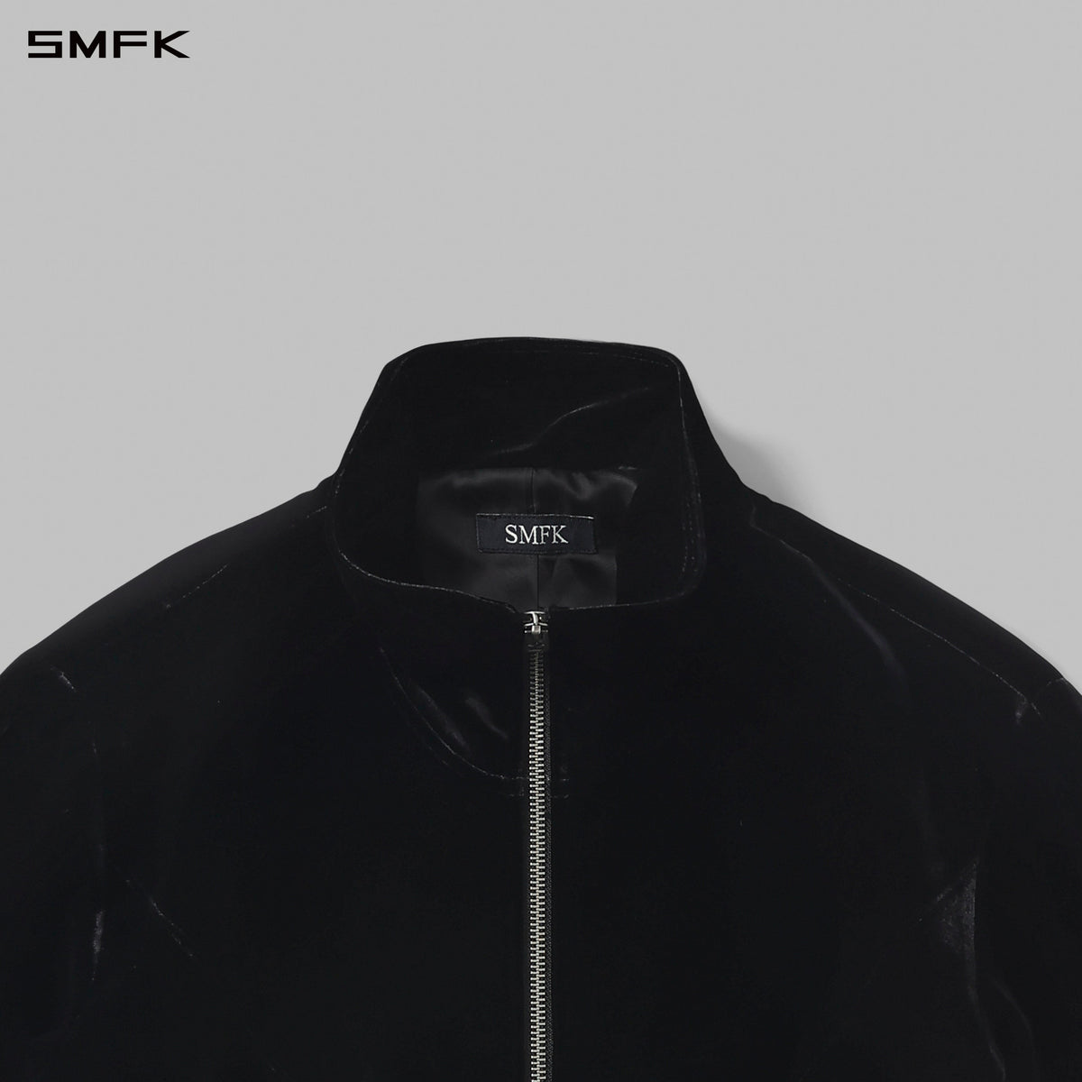 SMFK Myth Aeolus Symmetry Cut Velvet Cargo Jacket Silk Velvet Black Velvet