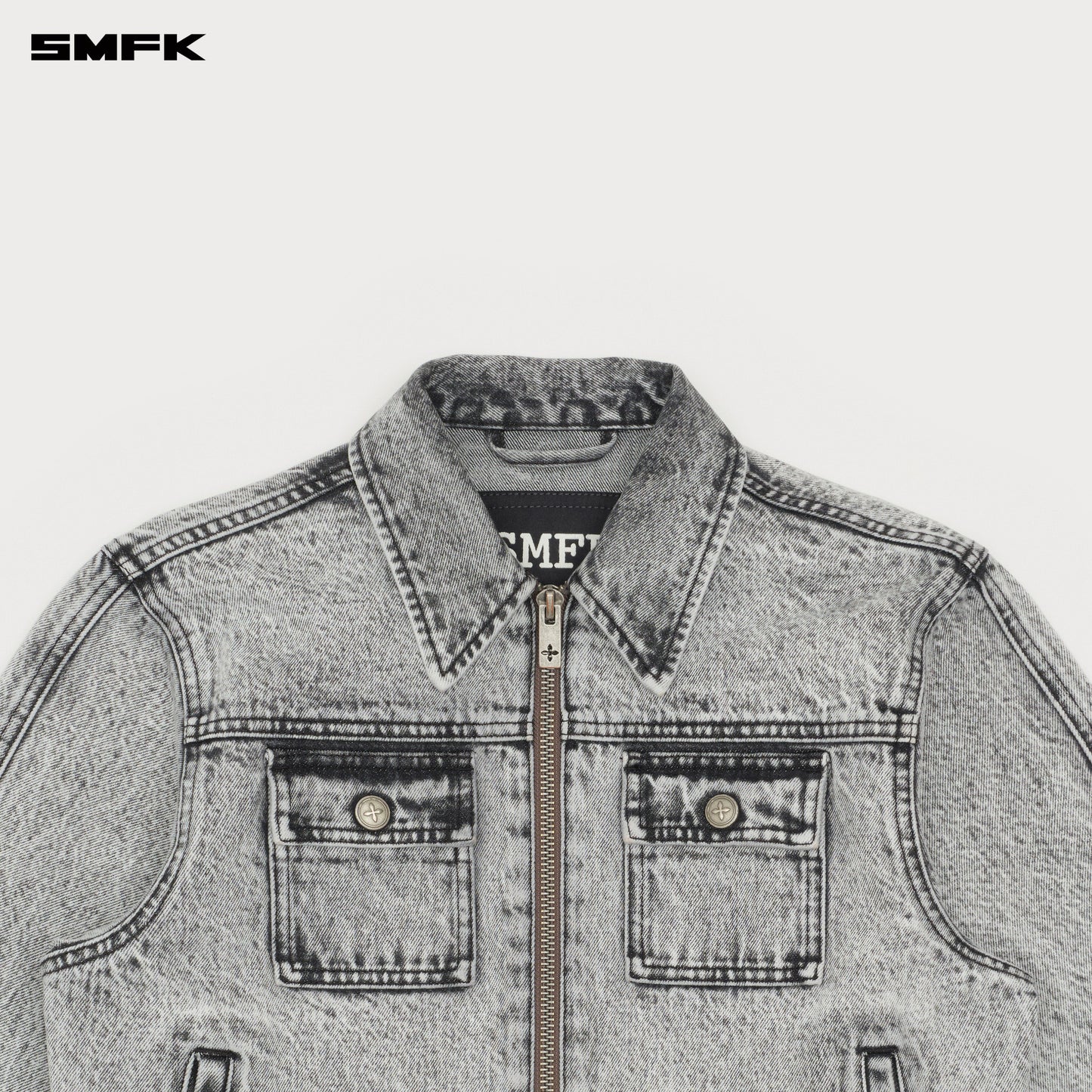 SMFK Compass Cross Classic Rider Denim Jacket Gray