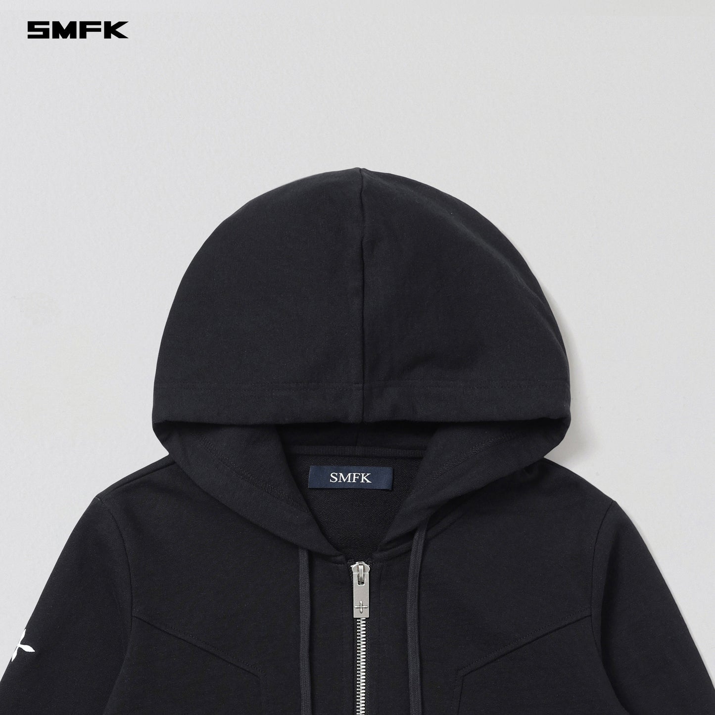 SMFK Permanent Slim Short Hoodie Cotton Wool Wild Black