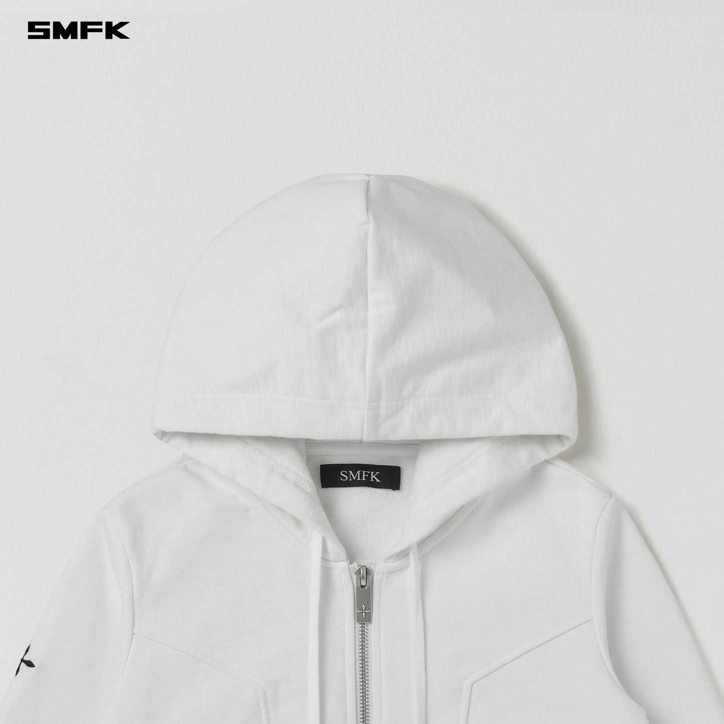 SMFK Permanent Slim Short Hoodie Cotton Wool Cloud White