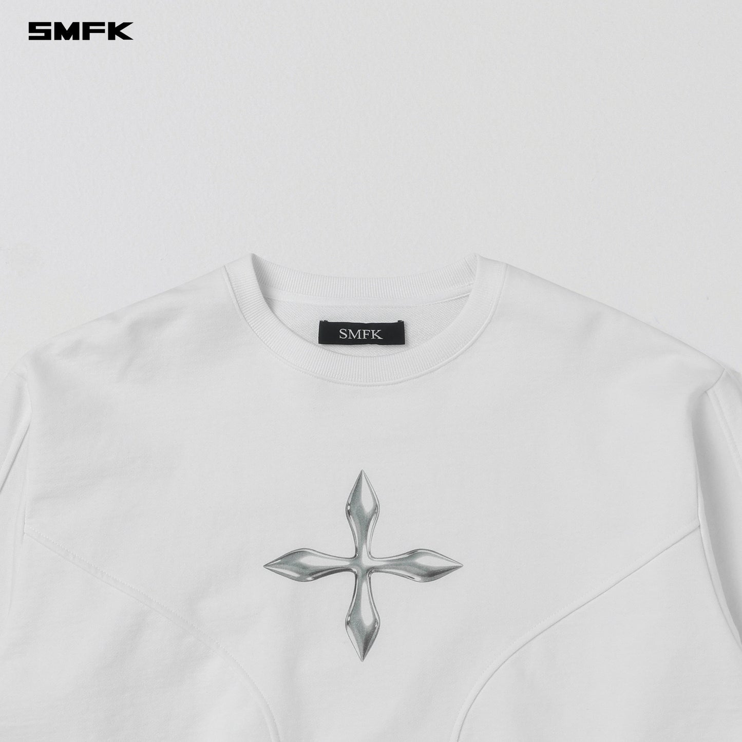 SMFK Future Reflection Massive Pullover Cotton Wool Cloud White