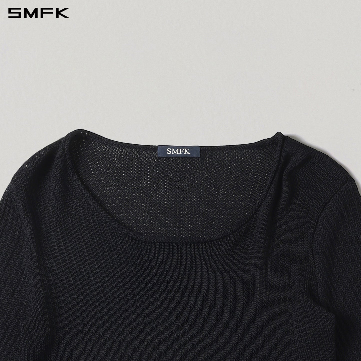 SMFK Myth Seer Chain Short Knit Pullover Tencel+Silk Wild Black