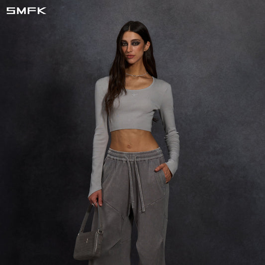 SMFK Myth Siren Evening Short Knit Pullover Tencel+Silk Glacier Grey