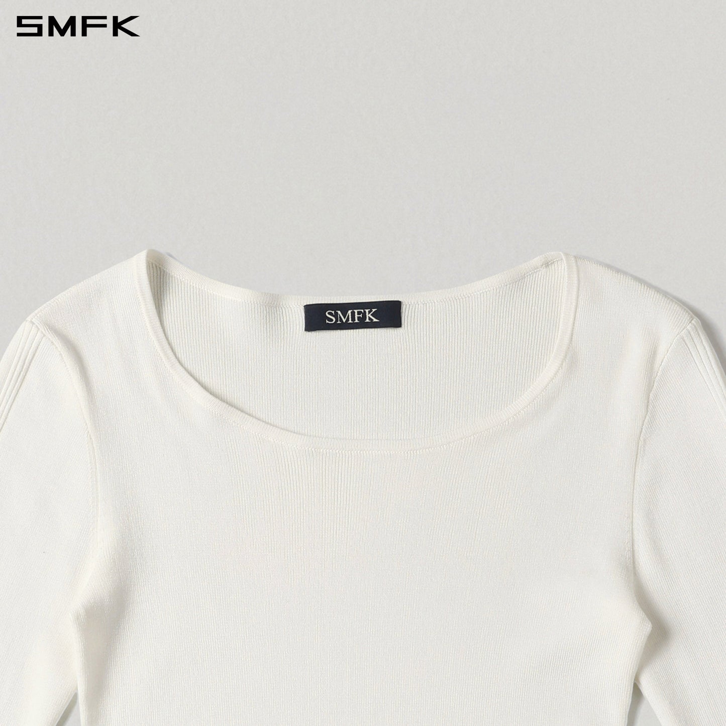 SMFK Myth Aeolus Asymmetry Slim Knit Pullover Tencel+Silk Cloud White