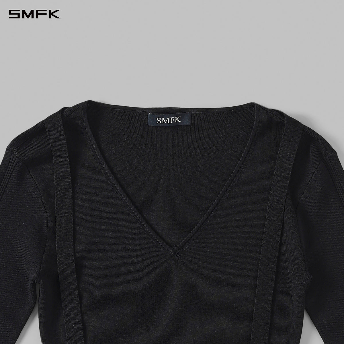SMFK Myth Aeolus Asymmetry Slim Knit Pullover Silk+Lenzing Tencel+Cotton Wild Black