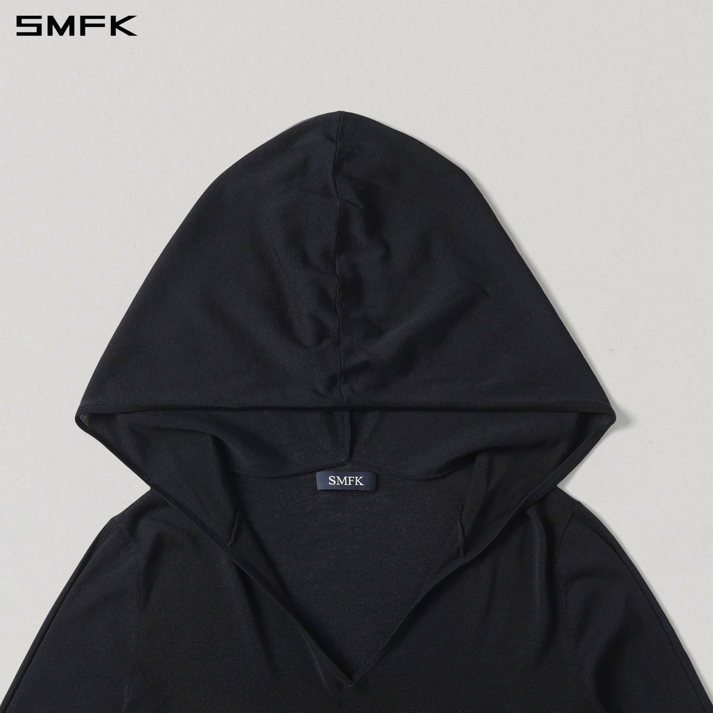 Myth Siren Rove Slim Knit Hoodie Acetate+Cotton Wild Black