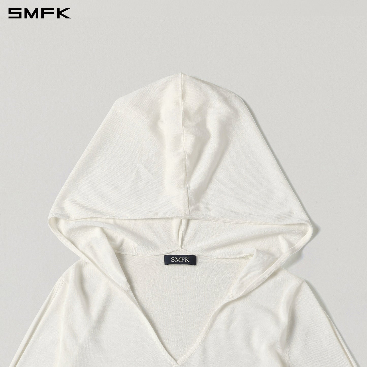 SMFK Myth Siren Rove Slim Knit Hoodie Acetate+Cotton Cloud White