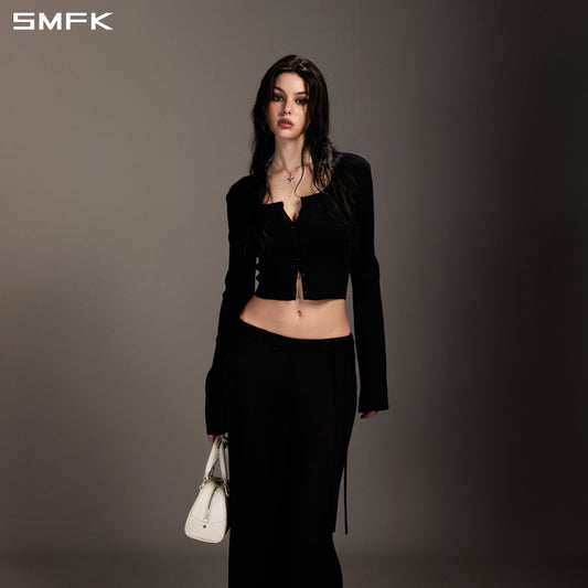 SMFK Myth Seer Slim Knit Cardigan Tencel+Silk Wild Black