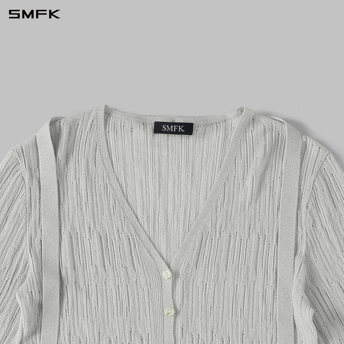 SMFK Myth Aeolus Evening Robe Knit Cardigan Ls-Cotton+Nylon Aurora Sliver