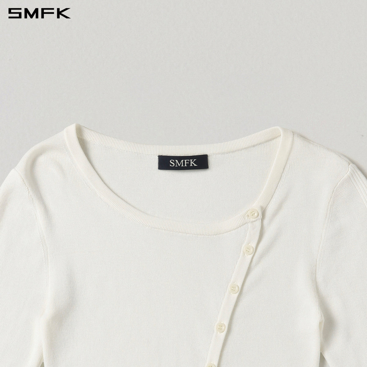 SMFK Myth Aeolus Asymmetry Slim Knit Cardigan Tencel+Silk Cloud White
