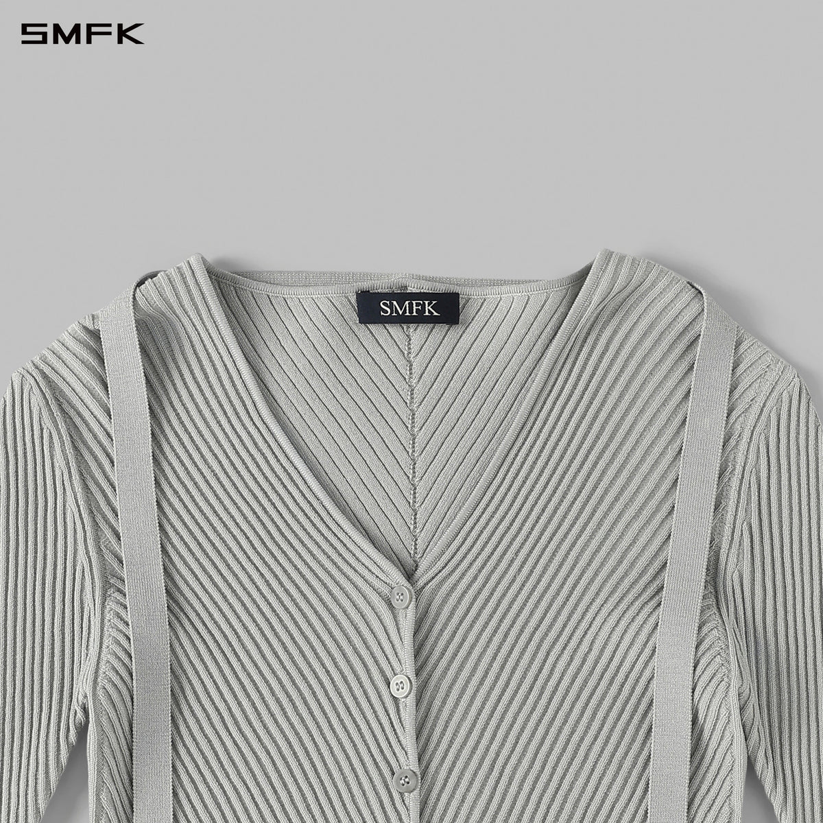 SMFK Myth Aeolus Symmetry Evening Knit Cardigan Lenzing Tencel+Silk Glacier Grey