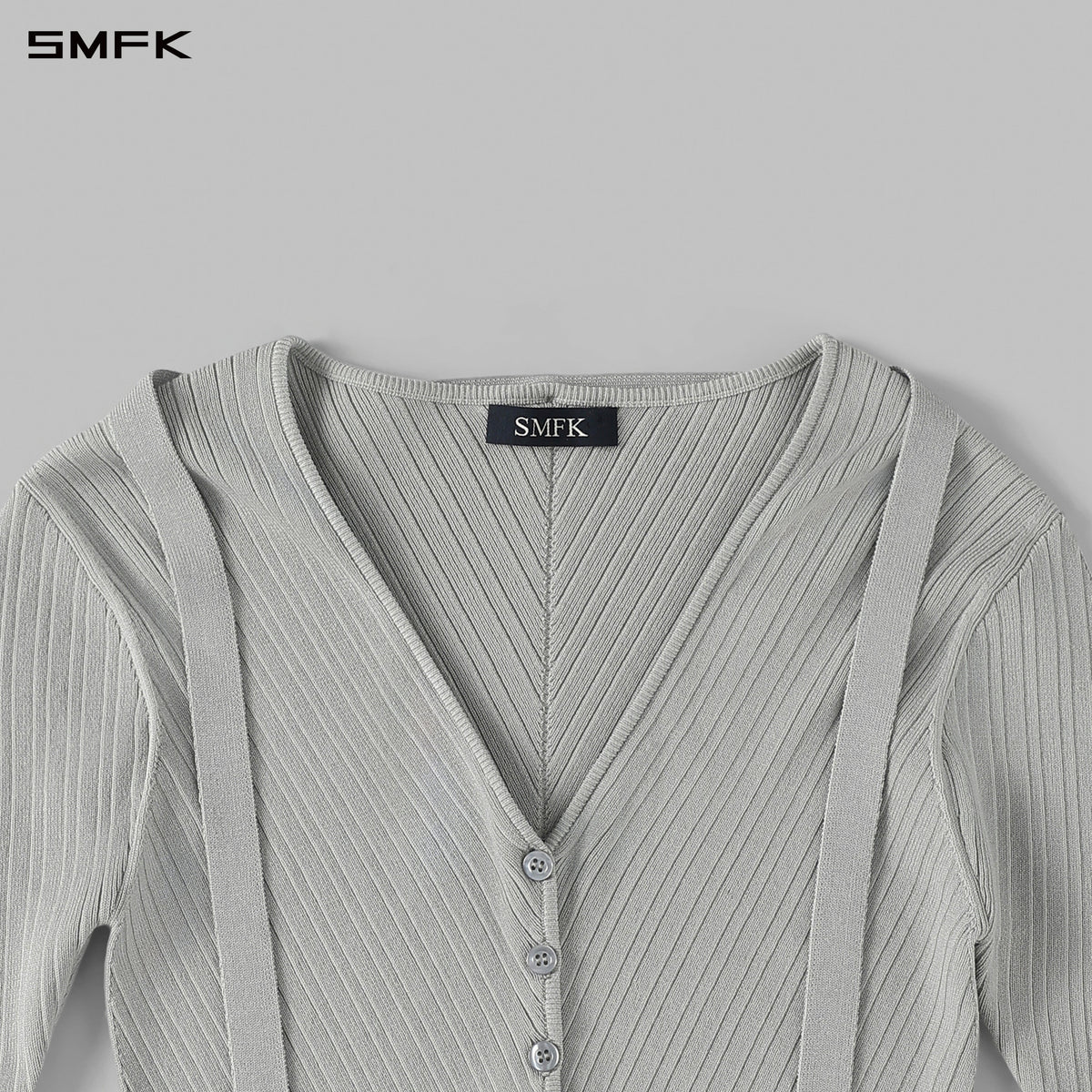 SMFK Myth Aeolus Symmetry Evening Knit Cardigan Lenzing Tencel+Silk+Cotton Glacier Grey