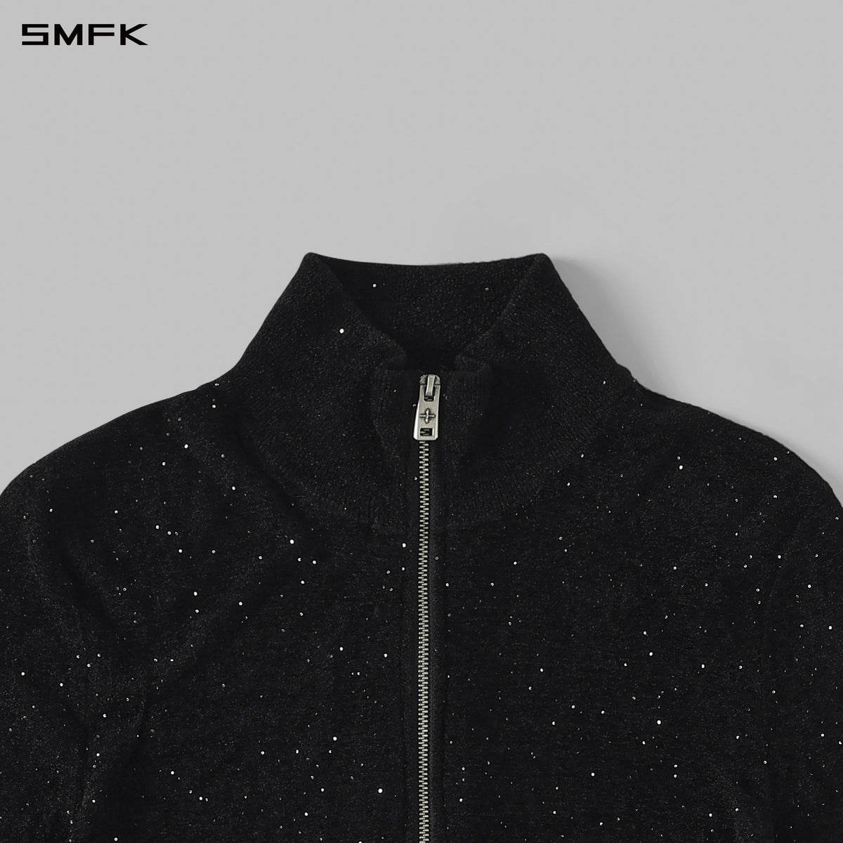 SMFK Myth Aeolus Galaxy Evening Slim Collar Knit Jacket Starry Velvet Galaxy Black