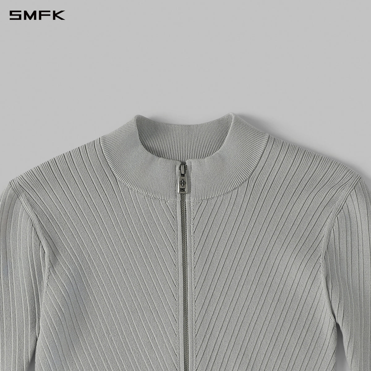 SMFK Myth Aeolus Evening Slim Collar Knit Jacket Tencel+Silk Glacier Grey