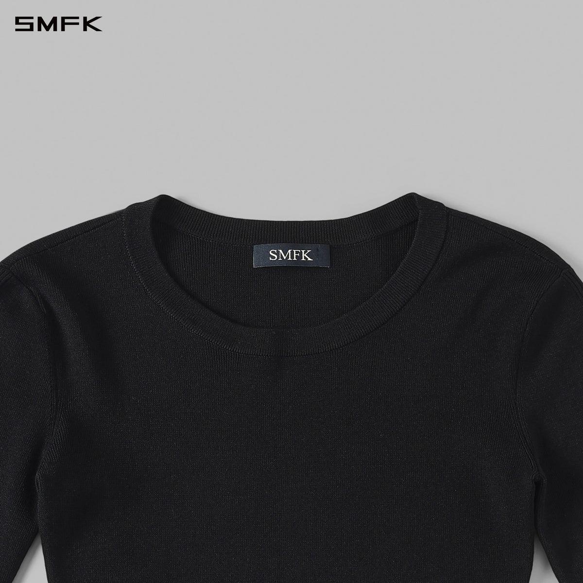 SMFK Myth Siren Aurora Evening Stylist Slim Knit Shirt Lenzing Tencel+Silk+Cotton Wild Black