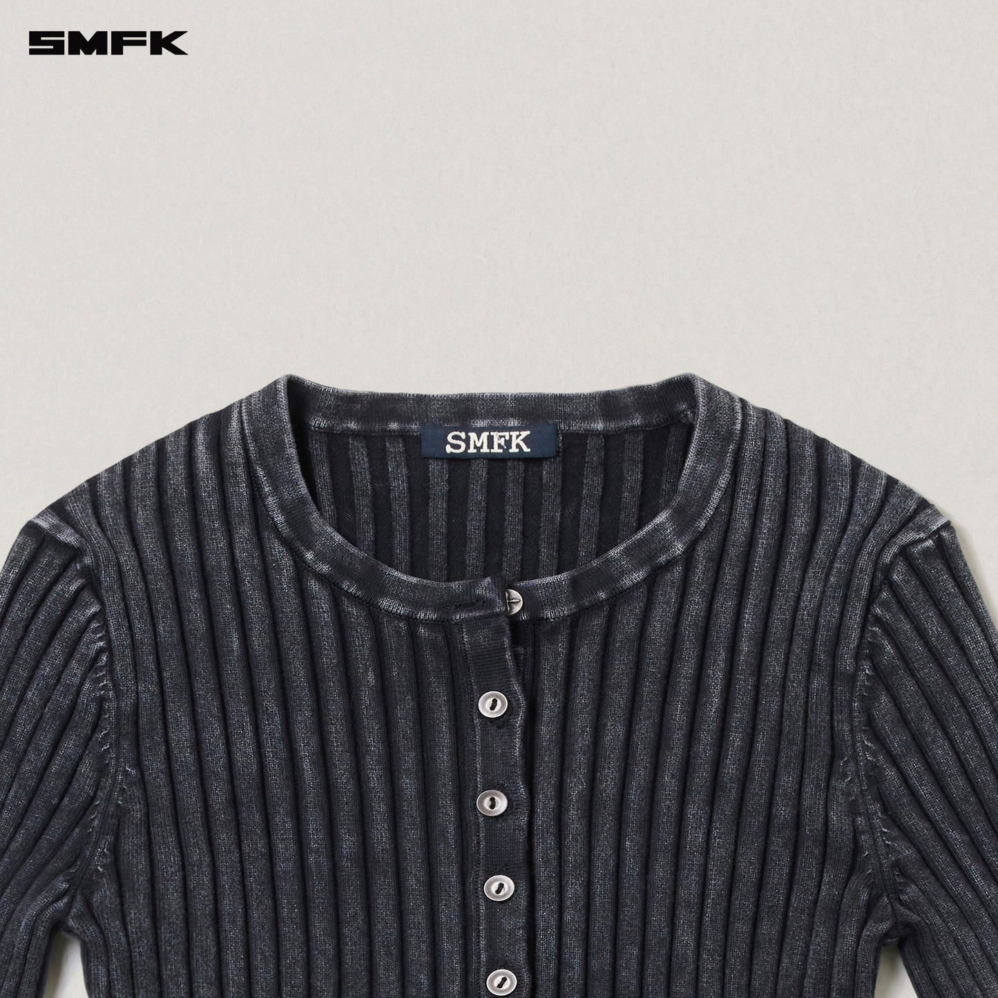 SMFK Vintage-Savage Knit Cardigan/Stone Wash Vanish Black