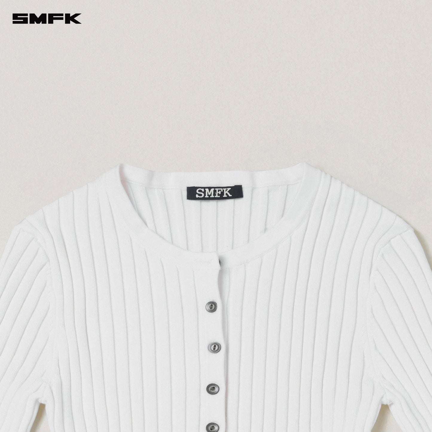 SMFK Vintage-Savage Knit Cardigan/Stone Wash Snow Mountain White