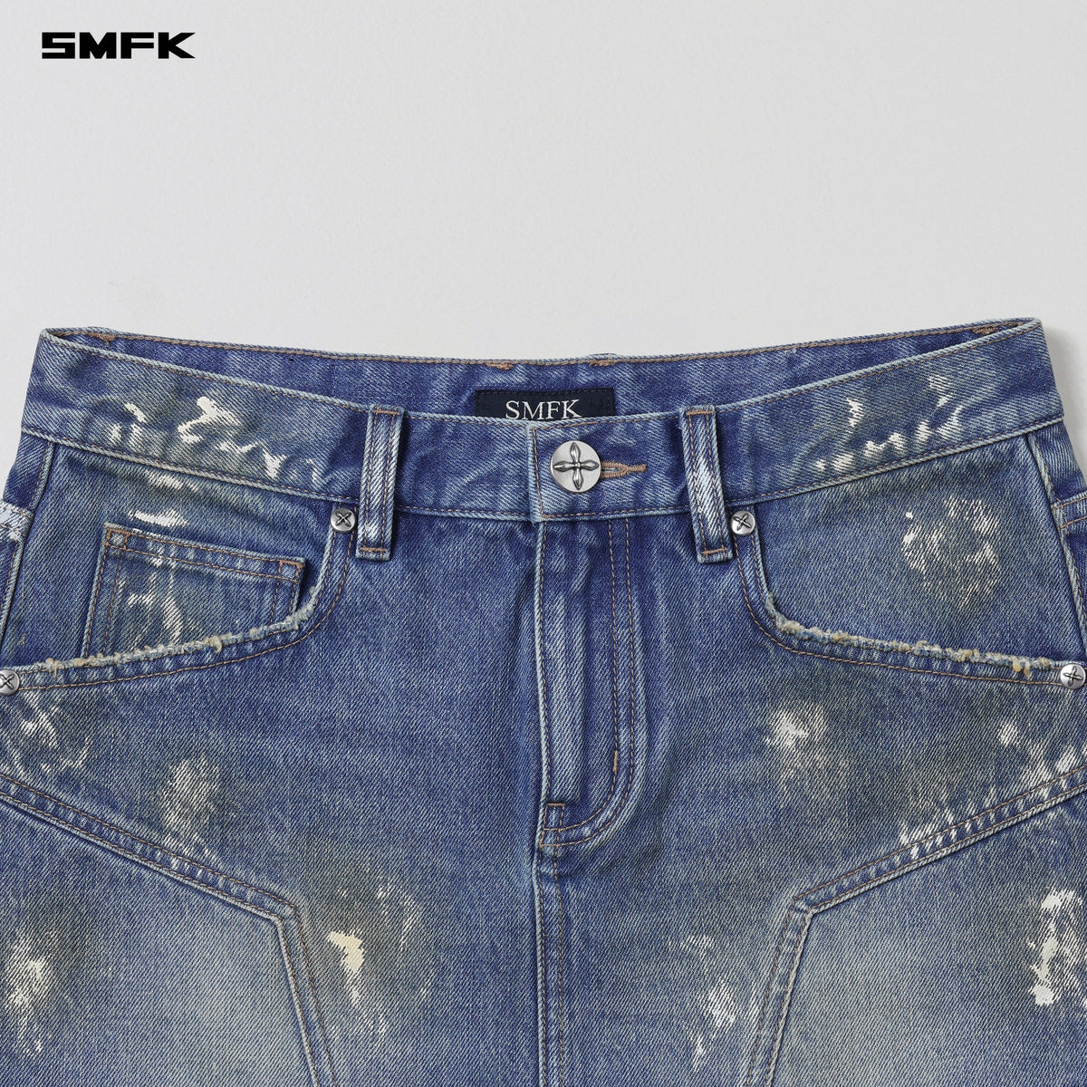 SMFK Compass Mirage Mode Denim Short Skirt Marine Blue