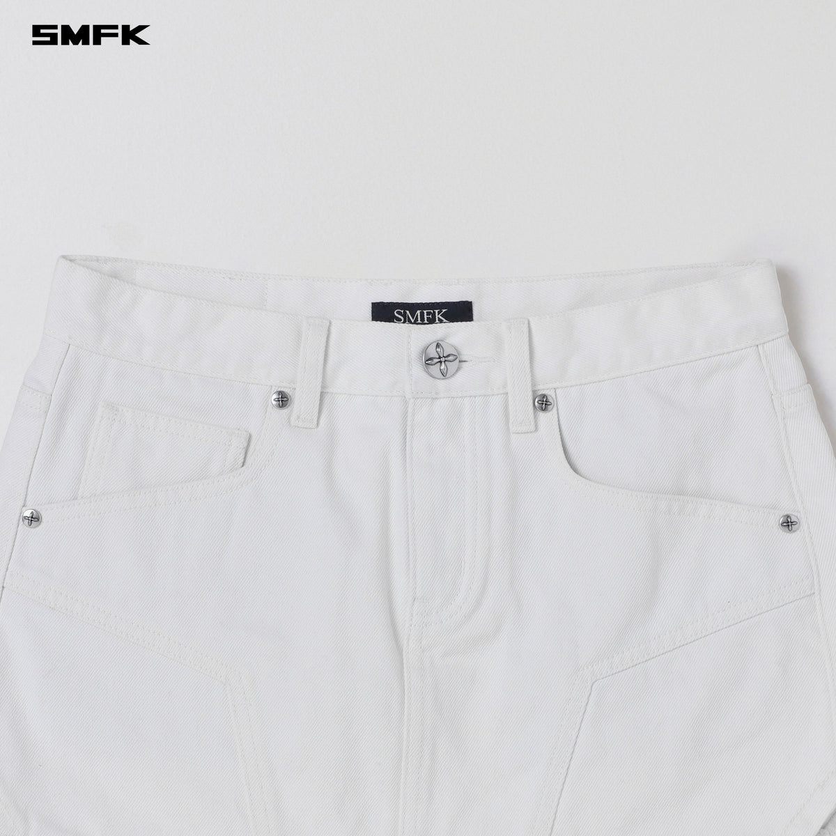 SMFK Compass Mirage Mode Denim Short Skirt Cloud White