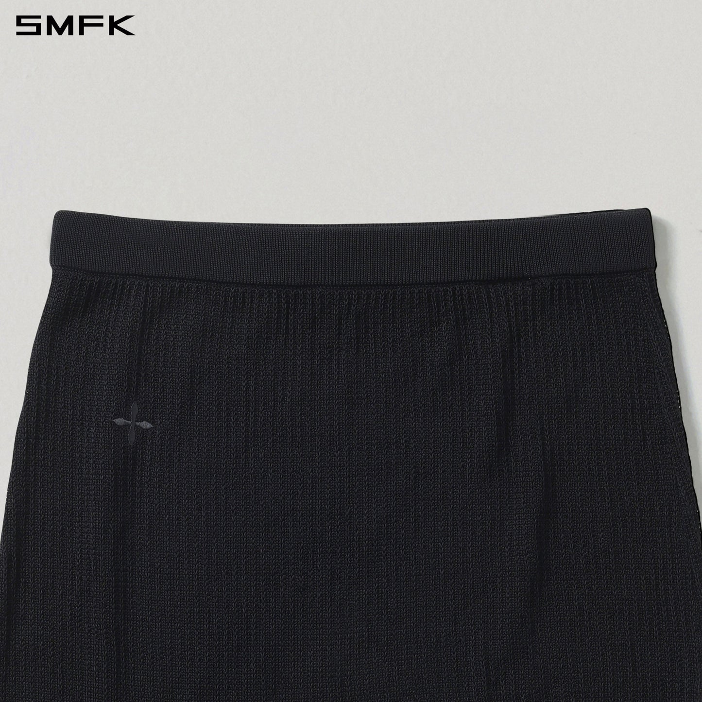 SMFK Myth Aeolus Asymmetry Knit Evening Short Dress Tencel+Silk Wild Black