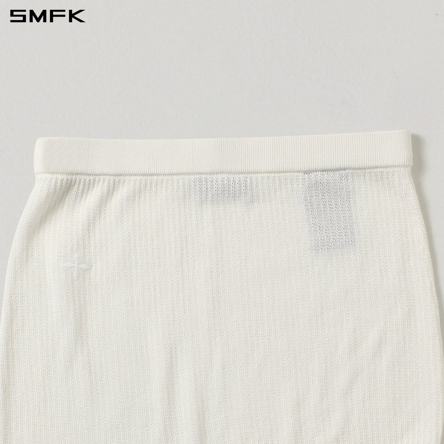 SMFK Myth Aeolus Asymmetry Knit Evening Short Dress Tencel+Silk Cloud White