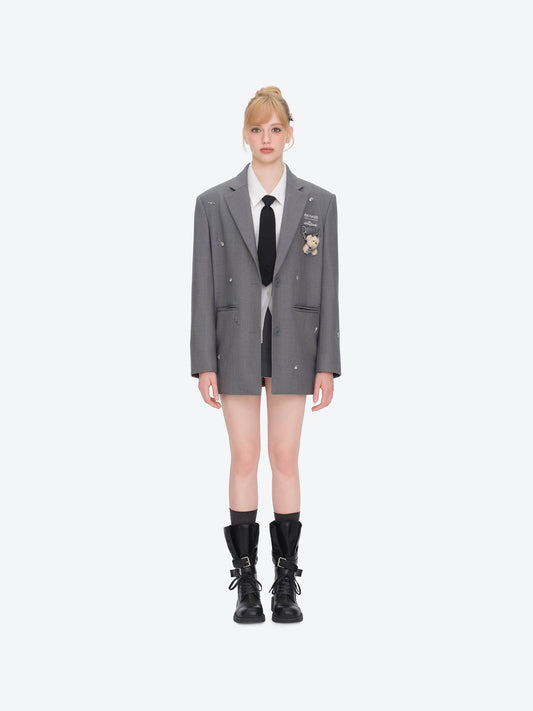 13DE MARZO Rolling Stones Bear Suit Grey