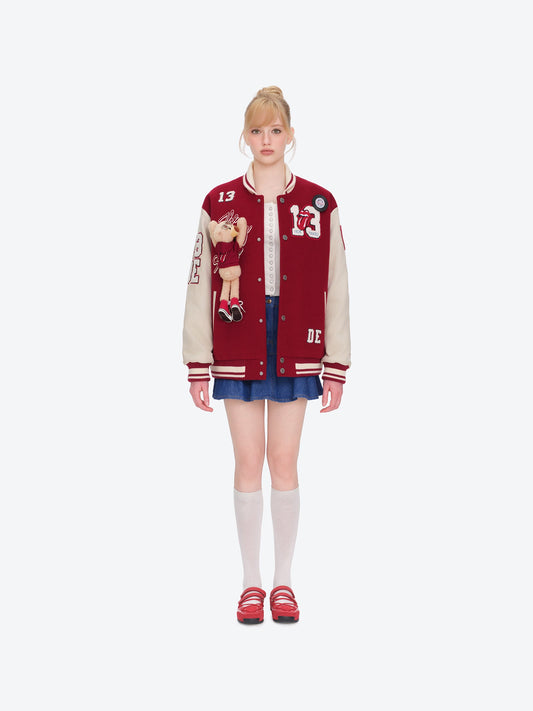 13DE MARZO Rolling Stones Baseball Padded Jacket Red