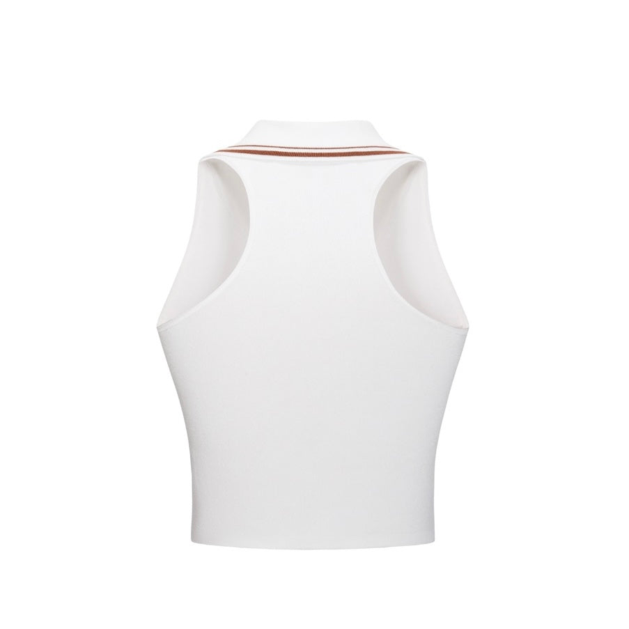 13DE MARZO Tennis Halter Top White