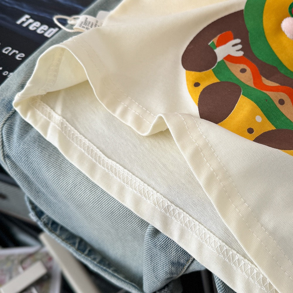 WY Three-Dimensional Cute Hamburger Tee Beige